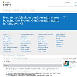 How to troubleshoot configuration errors by using the System Configuration utility in Windows XP