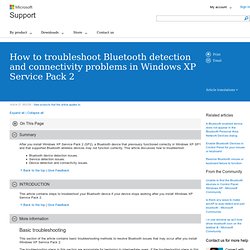 How to troubleshoot Bluetooth detection and connectivity problem