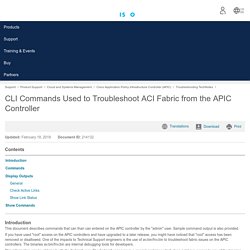 CLI Commands Used to Troubleshoot ACI Fabric from the APIC Controller