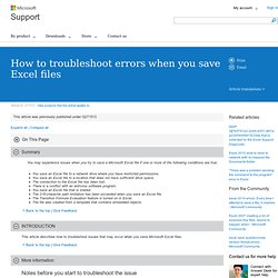 How to troubleshoot errors when you save Excel files