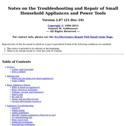 Troubleshooting and Repair of Small Household Appliances and Power Tools