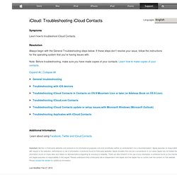 Troubleshooting iCloud Contacts
