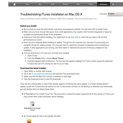 Troubleshooting iTunes installation on Mac OS X