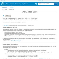 Troubleshooting P2314T and P2714T monitors
