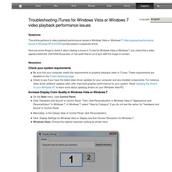 Troubleshooting iTunes for Windows Vista or Windows 7 video playback performance issues