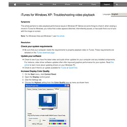 iTunes for Windows XP: Troubleshooting video playback