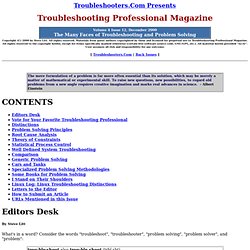 December 2000 Troubleshooting Professional Magazine: The Many Faces of Troubleshooting and Problem Solving