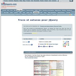 Trucs et astuces pour jQuery - Club des décideurs et professionn