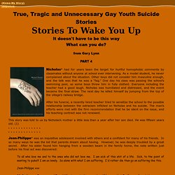 True Gay Youth Suicide Stories-True Gay Teen Suicide Stories