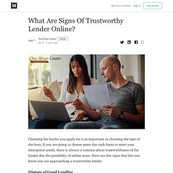 What Are Signs Of Trustworthy Lender Online?
