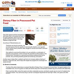 MERCOLA 12/07/11 Dietary Fiber in Processed Pet Food