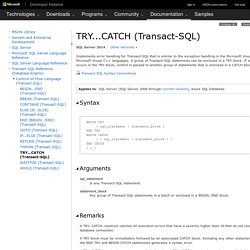 TRY...CATCH (Transact-SQL)