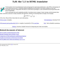 \TtH: the \TeX to HTML translator