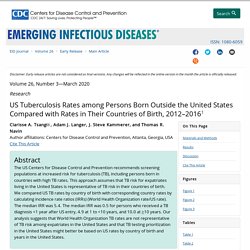 CDC - MARS 2020 - US Tuberculosis Rates among Persons Born Outside the United States Compared with Rates in Their Countries of Birth, 2012–2016