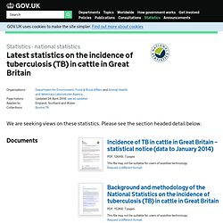 Latest statistics on the incidence of tuberculosis (TB) in cattle in Great Britain