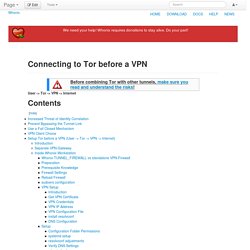 Tunnels/Connecting to Tor before a VPN - Whonix
