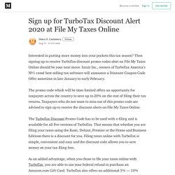 Sign up for TurboTax Discount Alert 2020 at File My Taxes Online