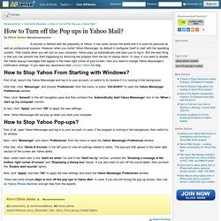 How to Turn off the Pop ups in Yahoo Mail?