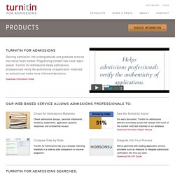 Turnitin for Admissions : Products