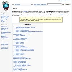 Tutor - MTG Salvation Wiki