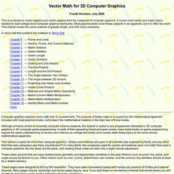 Vector Math Tutorial for 3D Computer Graphics