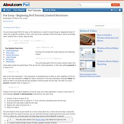 Perl For Loop Tutorial - Control Structures in Perl, Learn How to Use a For Loop