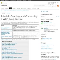 Tutorial: Creating and Consuming a WCF Sync Service