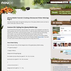 jQuery Mobile Tutorial: Creating a Restaurant Picker Web App Page 2