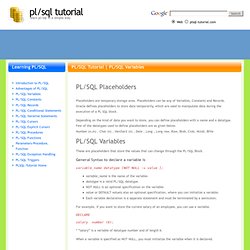 PL/SQL Tutorial - PL/SQL variable declaration, constants