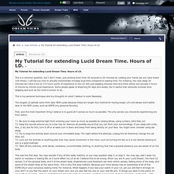 My Tutorial for extending Lucid Dream Time. Hours of LD.