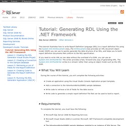 Tutorial: Generating RDL Using the .NET Framework