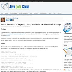 Scala Tutorial - Tuples, Lists, methods on Lists and Strings