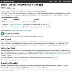Rails Tutorial for Devise with Mongoid