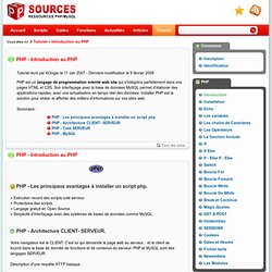 Tutorial PHP - Introduction au PHP