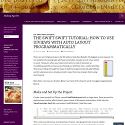 The Swift Swift Tutorial: How To Use UIViews With Auto Layout Programmatically