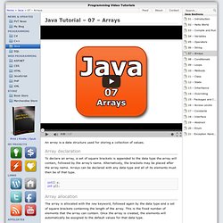 Java Tutorial – 07 – Arrays - Programming Video Tutorials