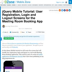 jQuery Mobile Tutorial: User Registration, Login and Logout Screens for the Meeting Room Booking App
