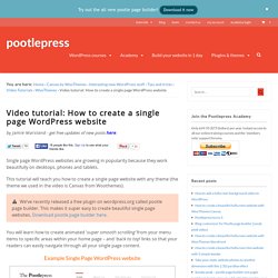 Video tutorial: How to create a single page WordPress website - Pootlepress