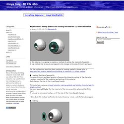 Maya tutorials: making eyeballs and building the materials (2) advanced method - maya blog: maya tutorials and maya information: 3D CG labo