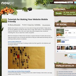 Tutorials for Making Your Website Mobile Friendly - Noupe Design Blog