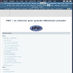 [FR] PHP : Le tutoriel pour grands débutants pressés