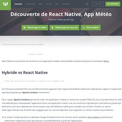 Tutoriel Vidéo JavaScript Découverte de React Native, App Météo