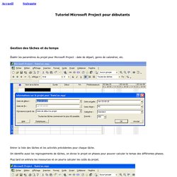 Tutoriel Microsoft Project