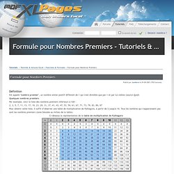 Formule pour Nombres Premiers - Tutoriels & Astuces Excel > Fonctions & Formules - Tutoriels