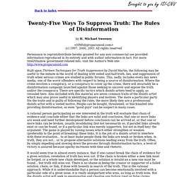 Twenty-Five Ways To Suppress Truth: The Rules of Disinformation