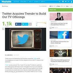 Twitter Acquires Trendrr to Build Out TV Offerings