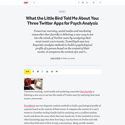What the Little Bird Told Me About You: Three Twitter Apps for P