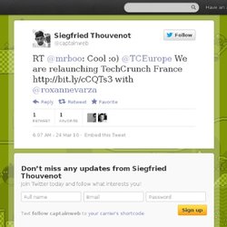 Siegfried Thouvenot: RT @mrboo: Cool :o) @TCEur