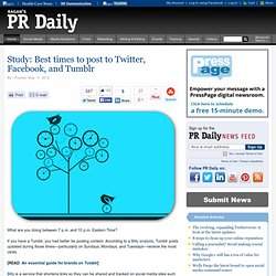 Study: Best times to post to Twitter, Facebook, and Tumblr