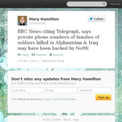 Mary Hamilton: BBC News citing Telegraph,